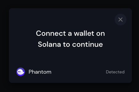 Screenshot of connect wallet modal